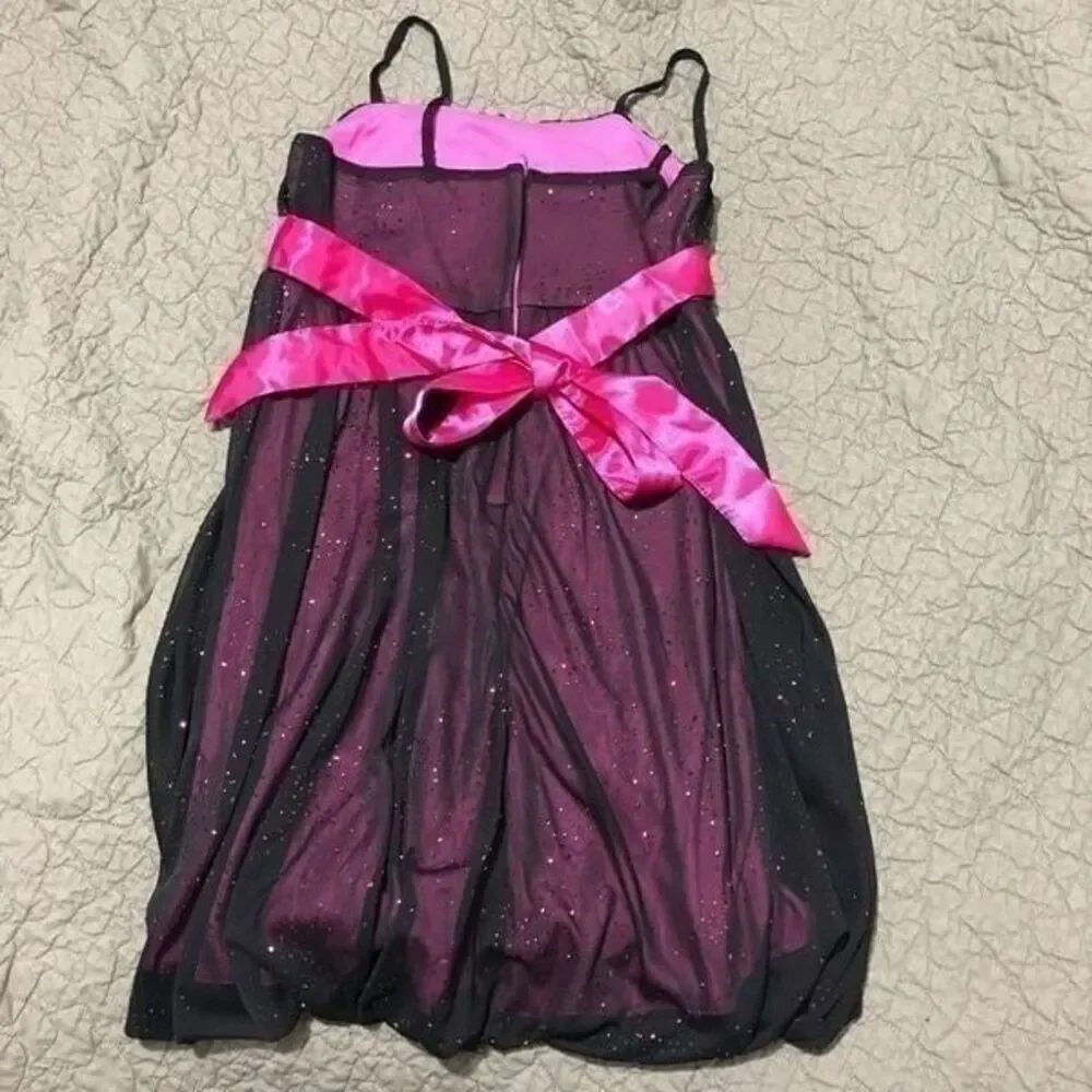 BCX girl Black and cherry red dress size 7. S101